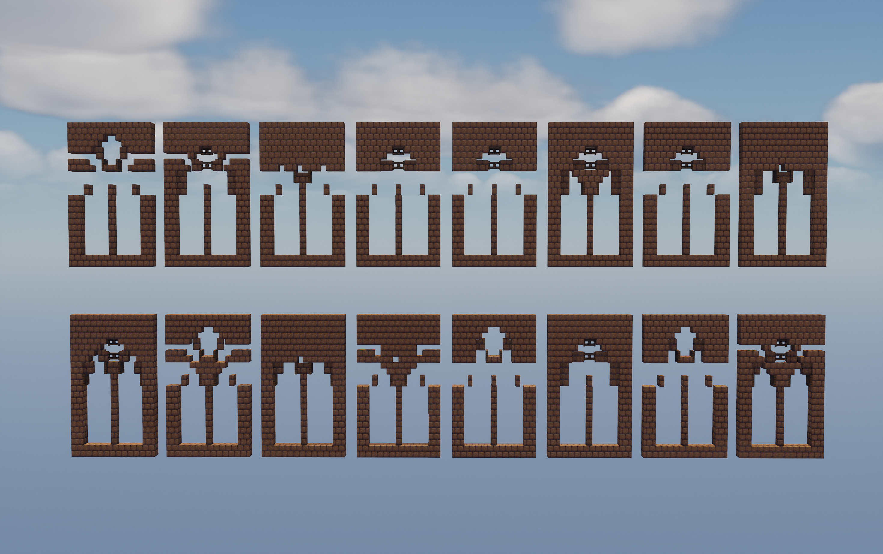 Generated Minecraft gothic window variations