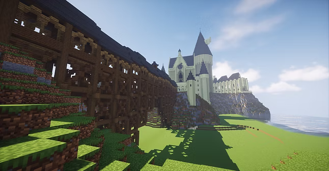 Covered Bridge with Clock Tower in the distance